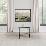 Ebby Square Genuine Marble Top Metal End Table White and Antique Black | King | White | Antique Black | 710747