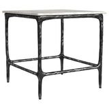 Ebby Square Genuine Marble Top Metal End Table White and Antique Black | King | White | Antique Black | 710747