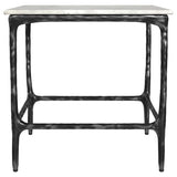 Ebby Square Genuine Marble Top Metal End Table White and Antique Black | King | White | Antique Black | 710747
