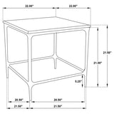 Ebby Square Genuine Marble Top Metal End Table White and Antique Black | King | White | Antique Black | 710747