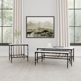 Ebby Square Genuine Marble Top Metal End Table White and Antique Black | King | White | Antique Black | 710747