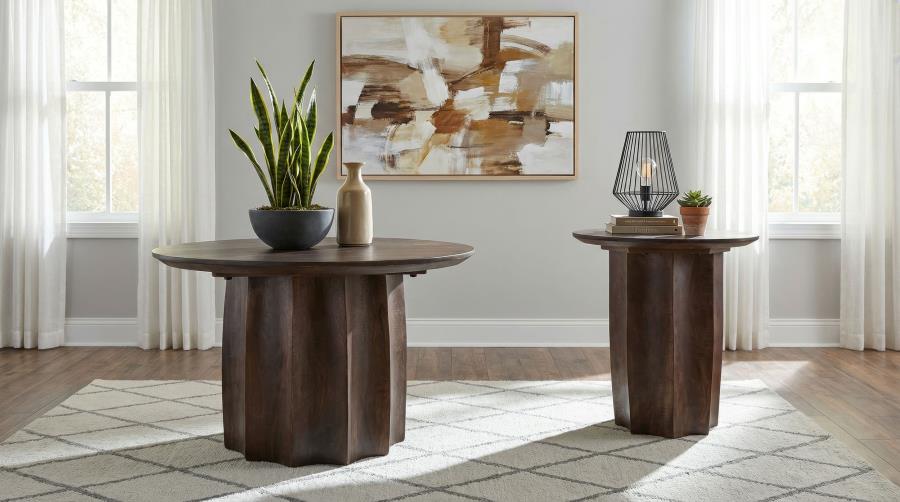 Cayenne 2-piece Solid Mango Wood Coffee Table Set Walnut | 710778-S2