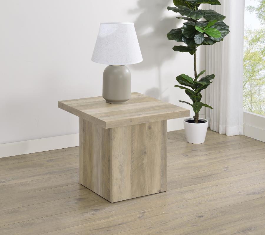 Devar Square Engineered Wood End Table Distressed Pine | Brown | Distressed Pine | 710877