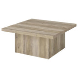 Devar Square Engineered Wood Coffee Table Distressed Pine | Full | Brown | Distressed Pine | 710878