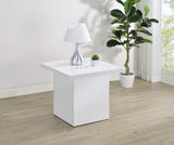 Devar Square Engineered Wood Side End Table White High Gloss | King | White | White High Gloss | 710897