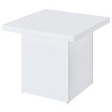 Devar Square Engineered Wood Side End Table White High Gloss | King | White | White High Gloss | 710897