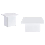 Devar 2-piece Square Coffee End Table Set White High Gloss | 710898-S2