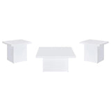 Devar 3-piece Square Coffee End Table Set White High Gloss | 3-piece | 710898-S3