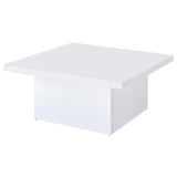 Devar Square Engineered Wood Coffee Table White High Gloss | Full | White | White High Gloss | 710898