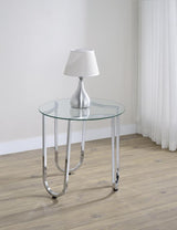 Beller Round Tempered Glass Top End Side Table Chrome | Silver | Chrome | 710907
