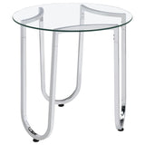 Beller Round Tempered Glass Top End Side Table Chrome | Silver | Chrome | 710907