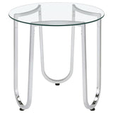Beller Round Tempered Glass Top End Side Table Chrome | Silver | Chrome | 710907