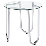 Beller Round Tempered Glass Top End Side Table Chrome | Silver | Chrome | 710907