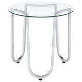 Beller Round Tempered Glass Top End Side Table Chrome | Silver | Chrome | 710907