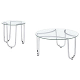 Beller 2-piece Round Tempered Glass Top Coffee Table Set Chrome | Silver | Chrome | 710908-S2