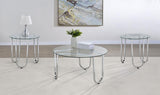 Beller 3-piece Round Tempered Glass Top Coffee Table Set Chrome | Silver | Chrome | 710908-S3