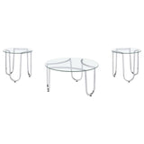 Beller 3-piece Round Tempered Glass Top Coffee Table Set Chrome | Silver | Chrome | 710908-S3