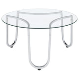 Beller Round Tempered Glass Top Cocktail Coffee Table Chrome | King | Silver | Chrome | 710908