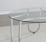 Beller Round Tempered Glass Top Cocktail Coffee Table Chrome | King | Silver | Chrome | 710908