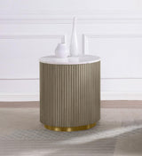 Jason Round White Marble Top Side End Table Greige | White | Greige / White Marble | 711417