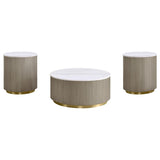 Jason 3-piece Round White Marble Coffee Table Set Greige | Grey | Greige / White Marble | 711418-S3