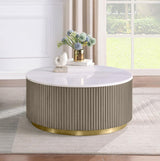 Jason Round White Marble Top Coffee Table Greige | White | Greige / White Marble | 711418