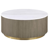 Jason Round White Marble Top Coffee Table Greige | White | Greige / White Marble | 711418
