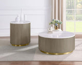 Jason Round White Marble Top Coffee Table Greige | White | Greige / White Marble | 711418