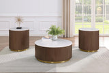 Jason Round White Marble Top Side End Table Honey Brown | White | Honey Brown / White Marble | 712417