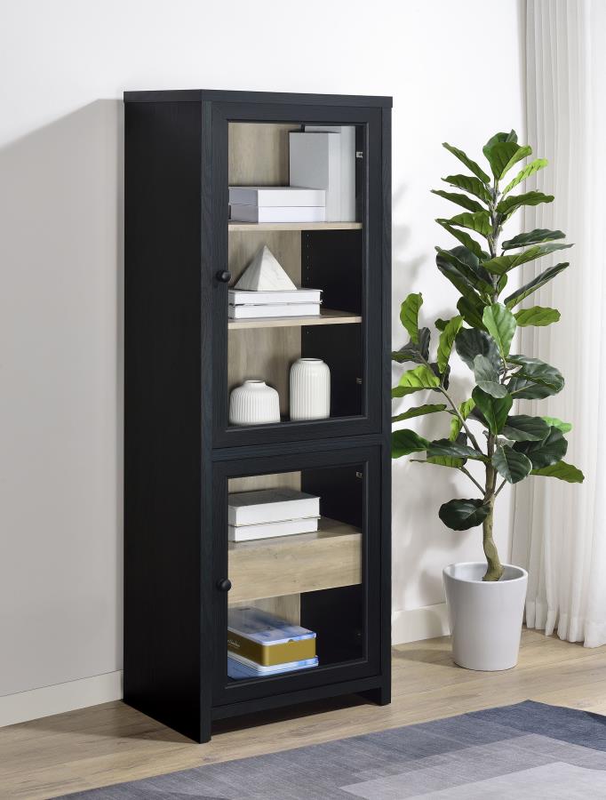 Denison 67-inch 2-door Media Tower Storage Cabinet Black | Black | 720224