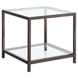 Trini 1-shelf Glass Top Side End Table Black Nickel | King | Black | Black Nickel | 720227