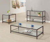 Trini 1-shelf Glass Top Side End Table Black Nickel | King | Black | Black Nickel | 720227