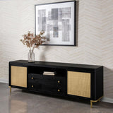 Arini Rattan Cane 2-door TV Stand Media Console Black | Black | 720263