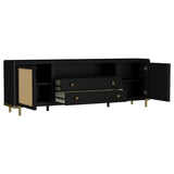 Arini Rattan Cane 2-door TV Stand Media Console Black | Black | 720263