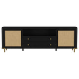 Arini Rattan Cane 2-door TV Stand Media Console Black | Black | 720263