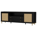Arini Rattan Cane 2-door TV Stand Media Console Black | Black | 720263