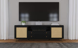 Arini Rattan Cane 2-door TV Stand Media Console Black | Black | 720263