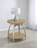Dacre Round Engineered Wood Top Side End Table Greige | Beige | Greige | 720317