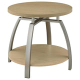 Dacre Round Engineered Wood Top Side End Table Greige | Beige | Greige | 720317