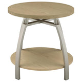 Dacre Round Engineered Wood Top Side End Table Greige | Beige | Greige | 720317