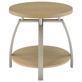 Dacre Round Engineered Wood Top Side End Table Greige | Beige | Greige | 720317