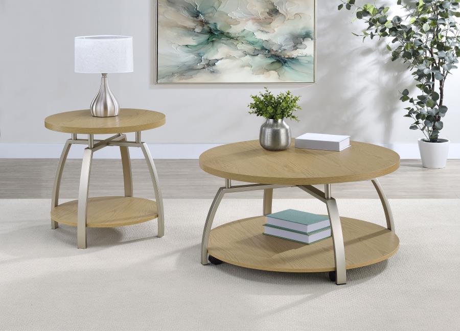 Dacre 2-piece Round Coffee and End Table Set Greige | Beige | Greige | 720318-S2