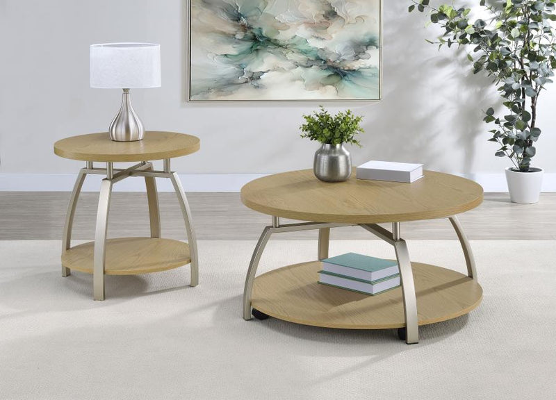 Dacre 2-piece Round Coffee and End Table Set Greige