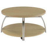 Dacre Round Engineered Wood Top Coffee Table Greige | Beige | Greige | 720318