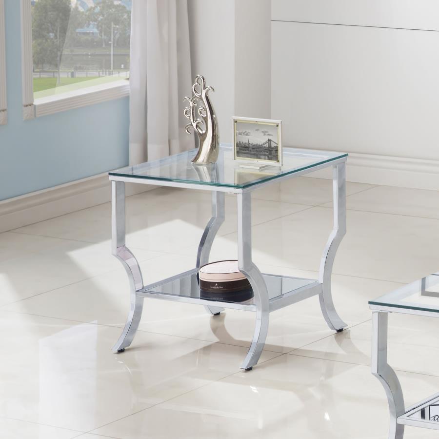 Saide Square Glass Top Side End Table Chrome | Silver | Chrome | 720337
