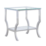 Saide Square Glass Top Side End Table Chrome | Silver | Chrome | 720337