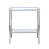 Saide Square Glass Top Side End Table Chrome | Silver | Chrome | 720337