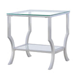 Saide Square Glass Top Side End Table Chrome | Silver | Chrome | 720337