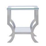 Saide Square Glass Top Side End Table Chrome | Silver | Chrome | 720337