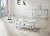 Saide Square Glass Top Side End Table Chrome | Silver | Chrome | 720337